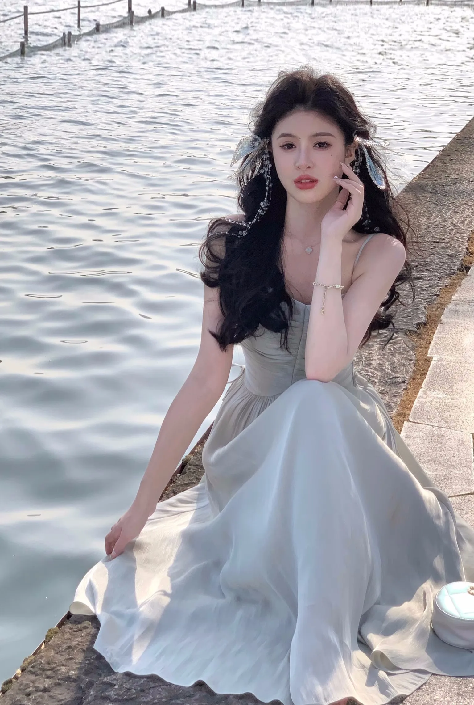 Elegant Shiny Midi Dresses for Women Evening Party Dress Prom Robe Vintage Solid Summer New A-line Spaghetti Strap Vestido Mujer