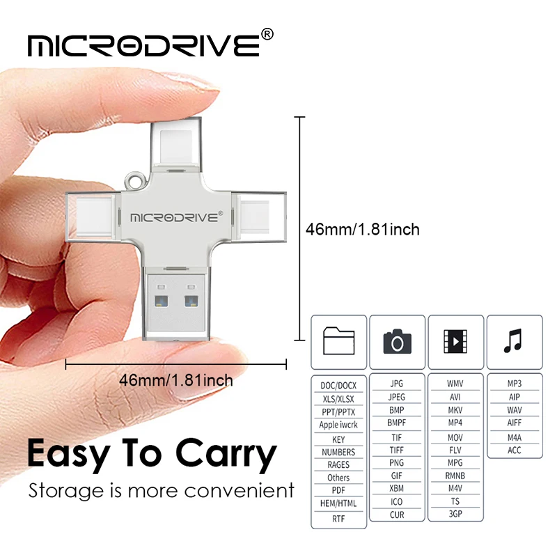 OTG 플래시 USB3.0, USB-C, 라이트닝 카드 리더, Miro Mini SD 카드, 카드 어댑터, iPhone, iPad용 리더기, 4 in 1