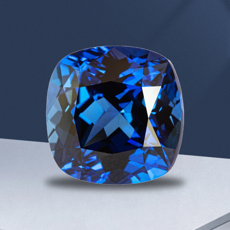 

Lab Grown Sapphire Royal Blue Color Square Cushion Shape Stone for Charms Diy Jewelry Making Pendant Selectable AGL Certificate