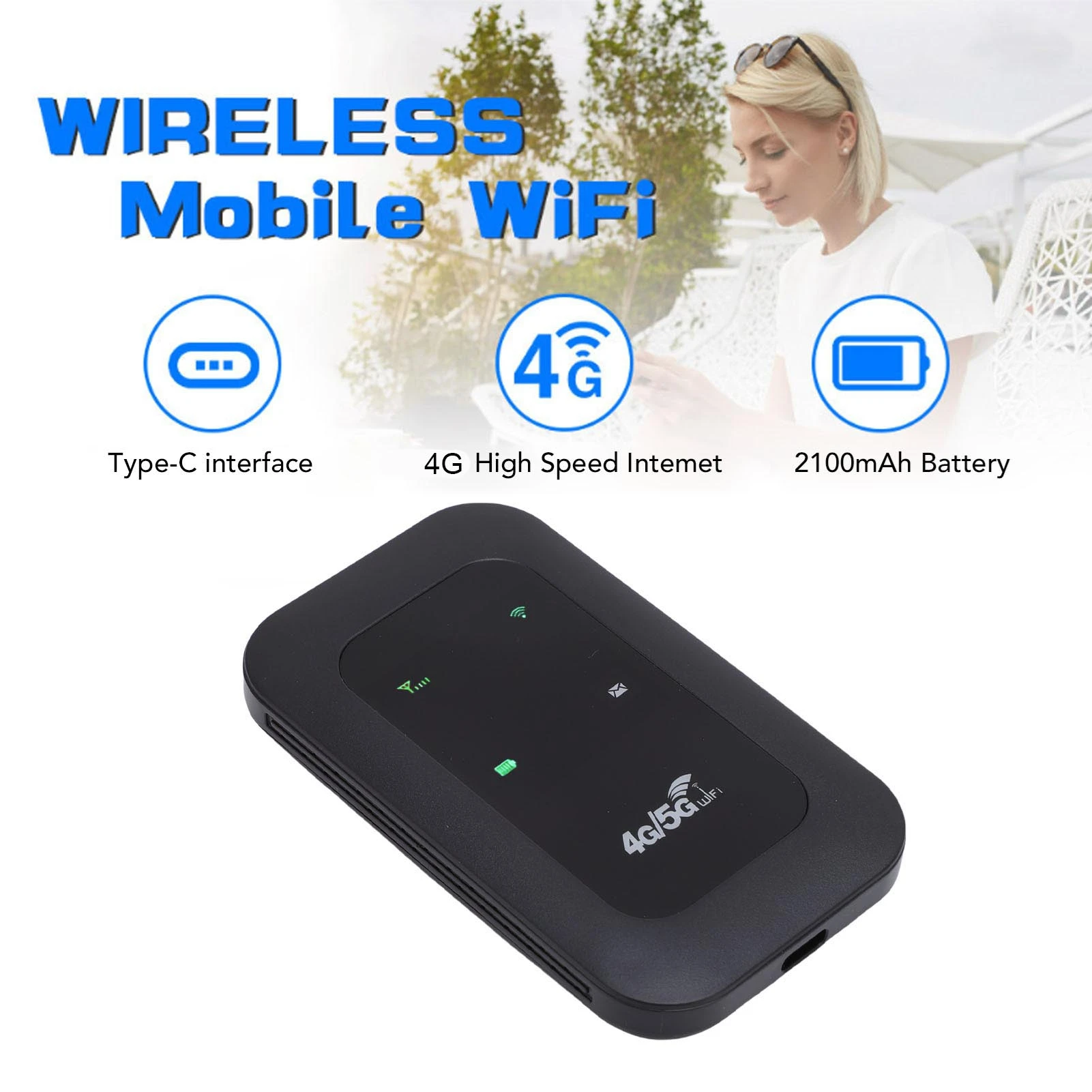 New Mobile WiFi Router Mobile 4G 5G Router 2100mAh Battery Portable ...