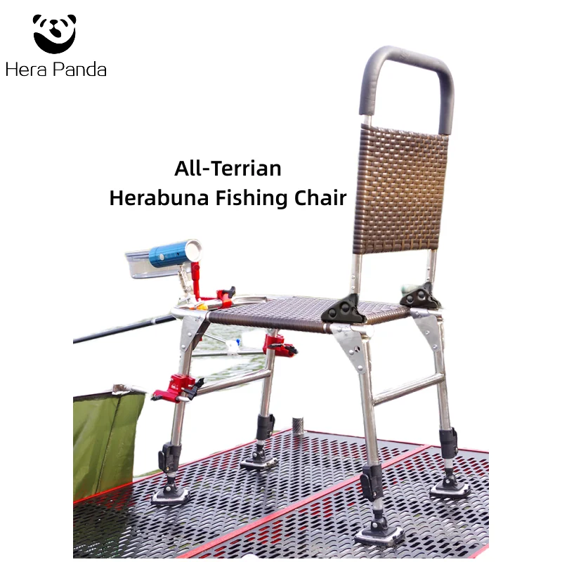 All Terrain Multi-function Herabuna Taiwan Fishing Foldable Stainless Steel Adjustable Backrest And Legs Height Fishing Chair