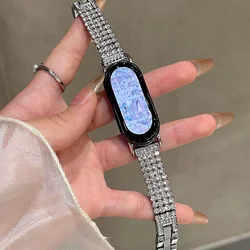 Luxury Diamond Jewelry Smartwatch Strap for Women: Elegant Metal Watch Bracelet Wristband (Silver)
