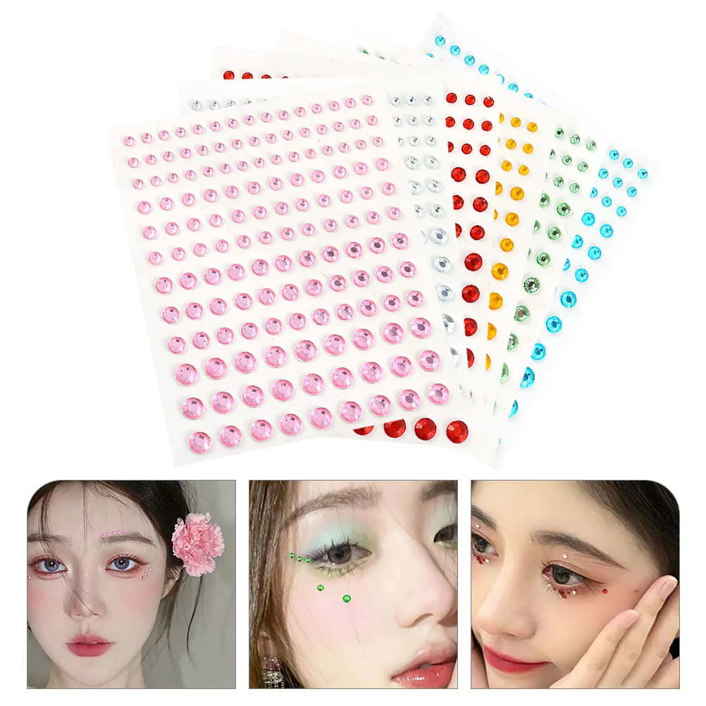 

6 Sheets Rhinestones for Face Jewelry Stick Jewels Stickers Gems Eye Makeup Acrylic Crafts