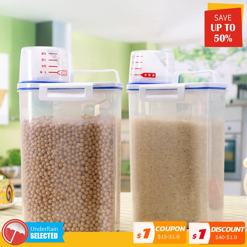 

2kg Kitchen Collection Household Washing Powder Storage Box Portable With Measuring Cup Rice Storage Bottle Laundry Powder Box