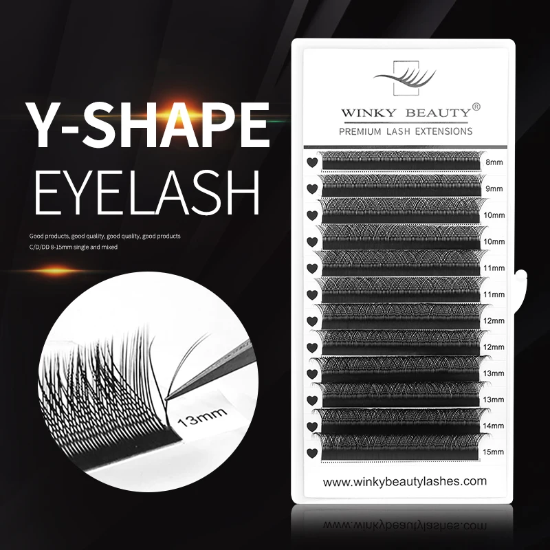 Winky Beauty YY Eyelashes C/D Curl Two Tip Lashes Mixed Natural Cilia YY Lashes Beauty Salons False Eyelashes For Extension natuhana yy shape ombre color eyelashes extension two tip lashes c d curl natural eyelashes makeup mesh net cross false eyelash