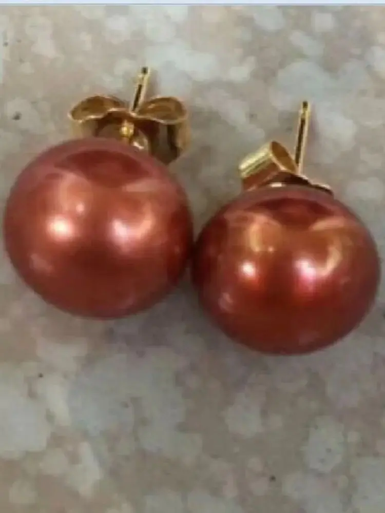 거대한 AAA 12-11mm 완벽한 남해 붉은 진주 댕글 여성 귀걸이, 14K 골드 무료 배송 상품