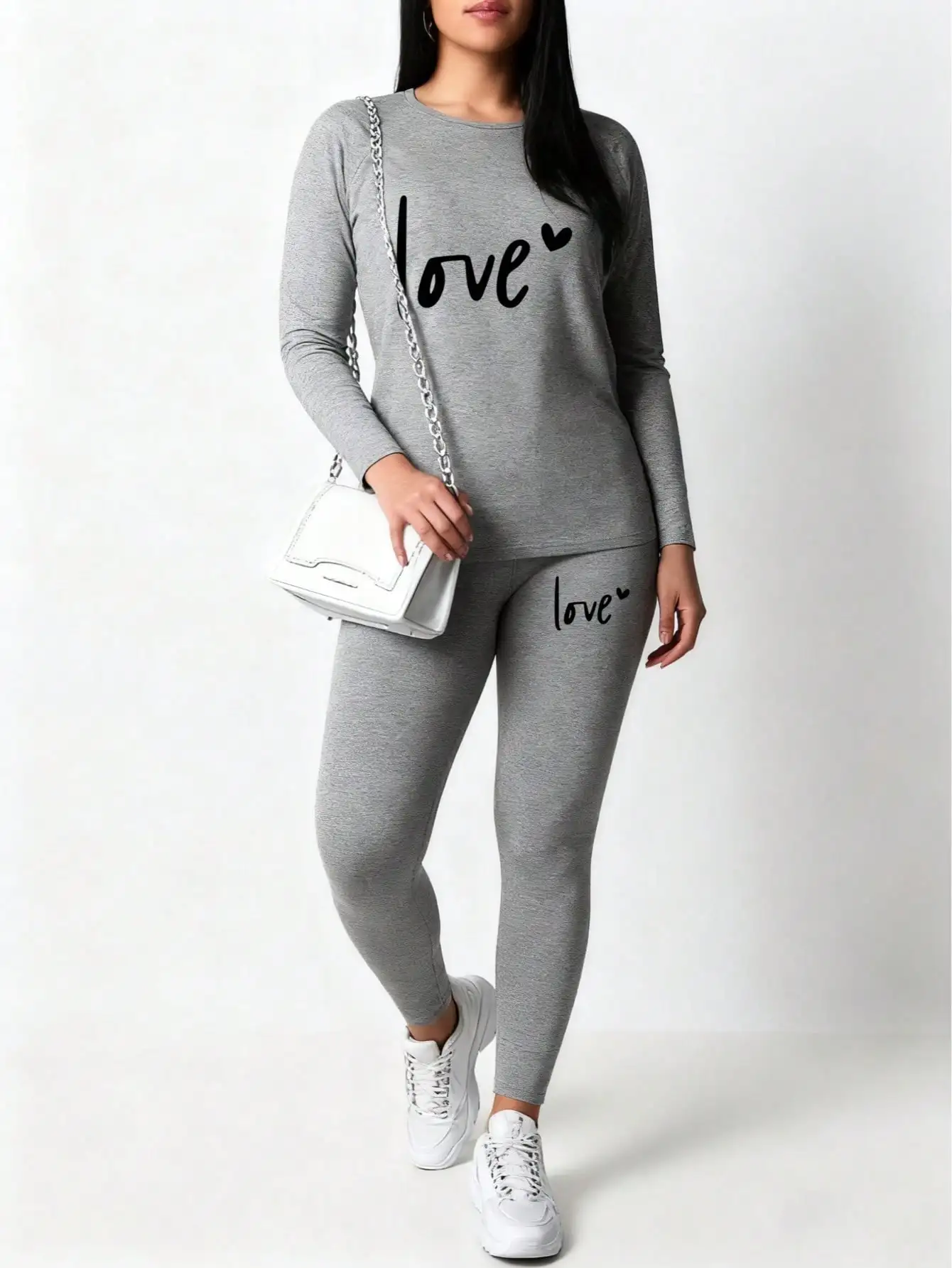 2026 Damen Neues Elegantes Freizeitoutfit mit Rundhalsausschnitt, Buchstabenmuster-Langarmshirt und Buchstabenmuster-Hose mit Elastischem Bund – Detail 28