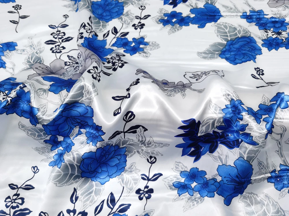 1 Meter x 1,48 Meter Vintage Blumen-Karo-Patchwork-Satin-Stoff, weiches Charmeuse-Material – Detail 29