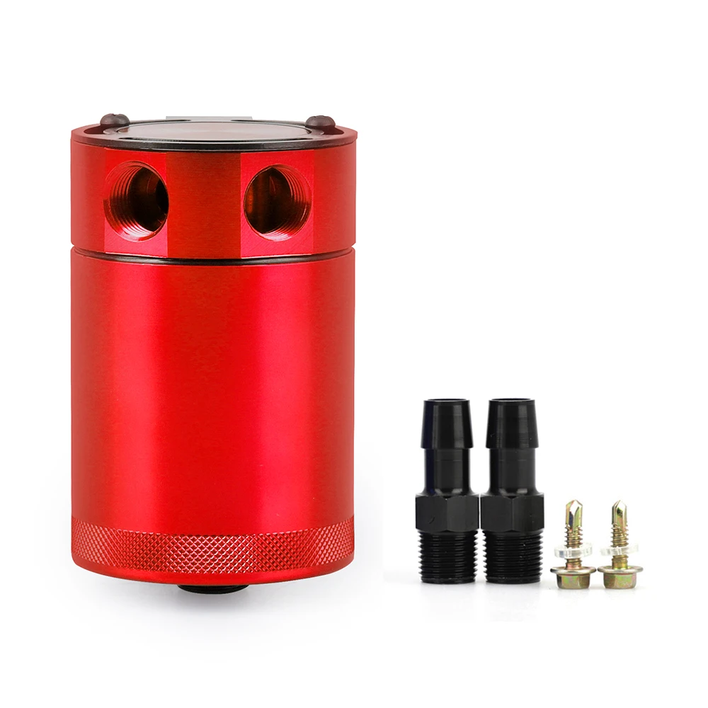 oil catch can Universal 300ml Oil Catch Can Compact Baffled 2-Port Aluminum Reservoir Oil Catch Tank Fuel Tank Two Hole Breathable Kettle