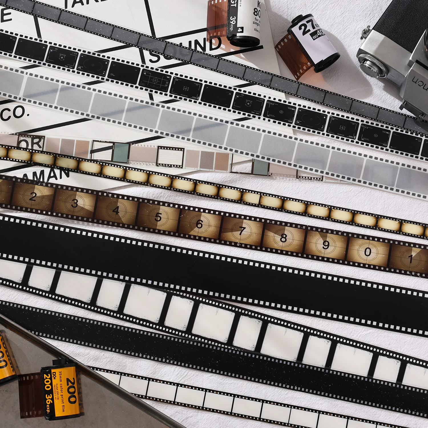 10개/1세트 장 접착 테이프 타임 필름 다이어리 마스킹 테이프 정크 저널 스크랩북 스티커 종이 일본식