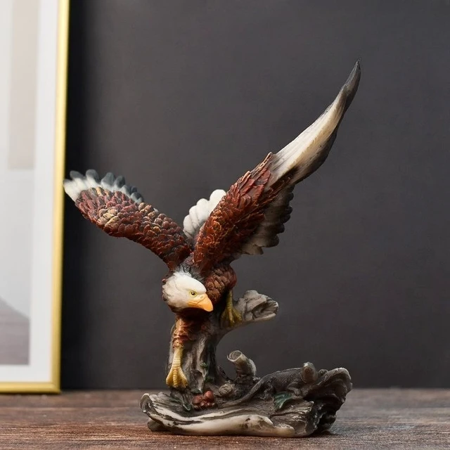 Statue d'aigle en résine abstraite moderne, 1 pièce, créature ailée majestueuse, détails complexes, décoration de salon et de bureau, cadeau 18.5cm 6