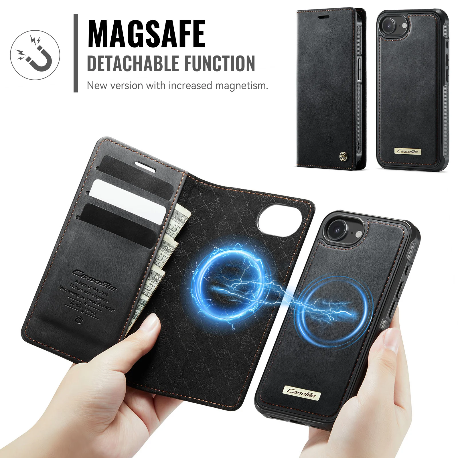 Premium Faux Leather Flip RFID Protective Phone Case with Magnetic Card Function
