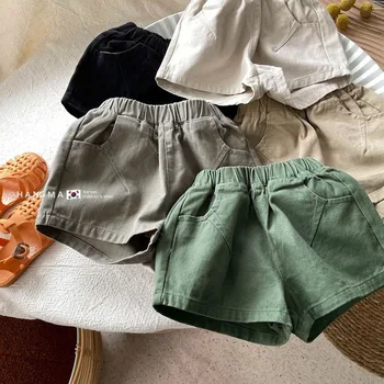 New Summer Korean Boys Cotton Shorts for Kids Candy Color Casual Fashion Elastic Boys Shorts 1