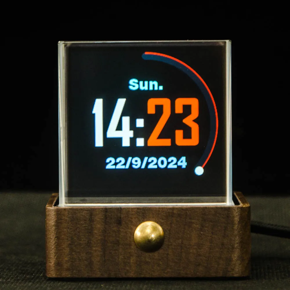 Walnut Base Digital Clock CubeMax 2-Inch WiFi 3D Crystal Display - Weather,  Clock, Bitcoin/Stock Tracker, Image Album, Windows Monitor - Walnut Base,  Touch Sensor Outdoor Weather Station