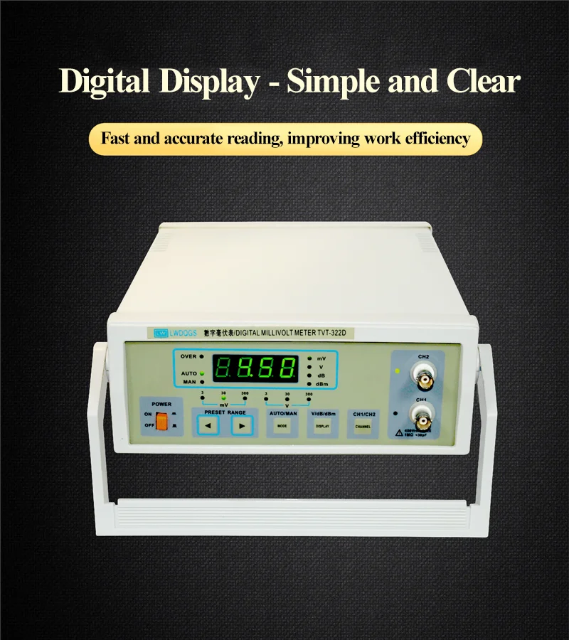 Longwei TVT-322D Dual Channel Digital Millivoltmeter Millivolt Meter Tester Doub
