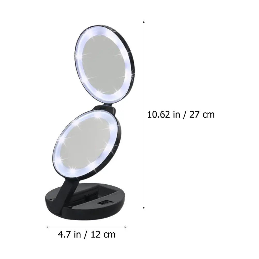 1Pcs 접이식 메이크업 거울 소형 양면 접이식 여행용 확대 미니 포켓 거울 여성용 LED 라이트