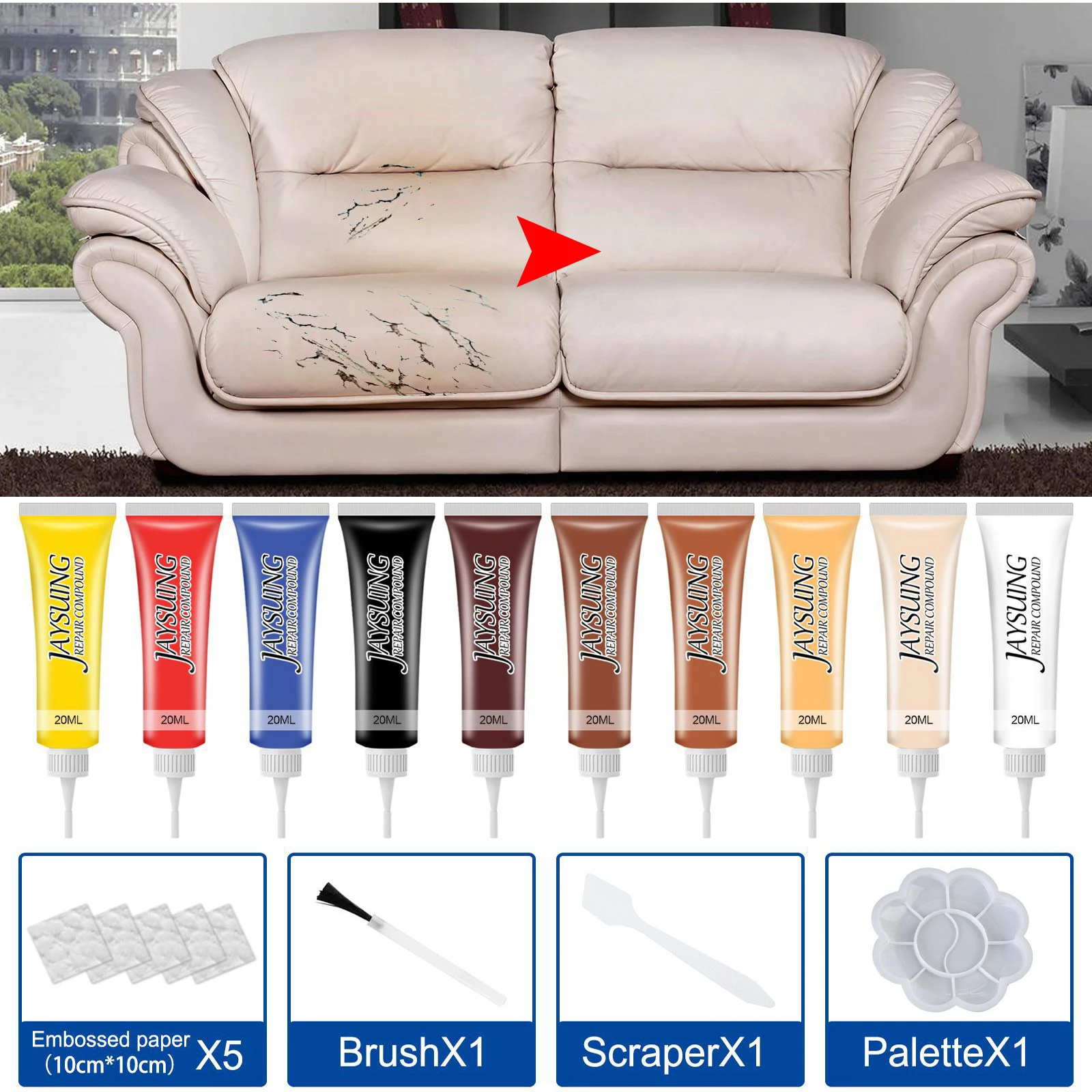 Jaysuing Leather Repair Gel Car Sofa Seat Coat Home Leather Complementary  Repair Color Refurbishing Cream Furniture Paint Kit - AliExpress