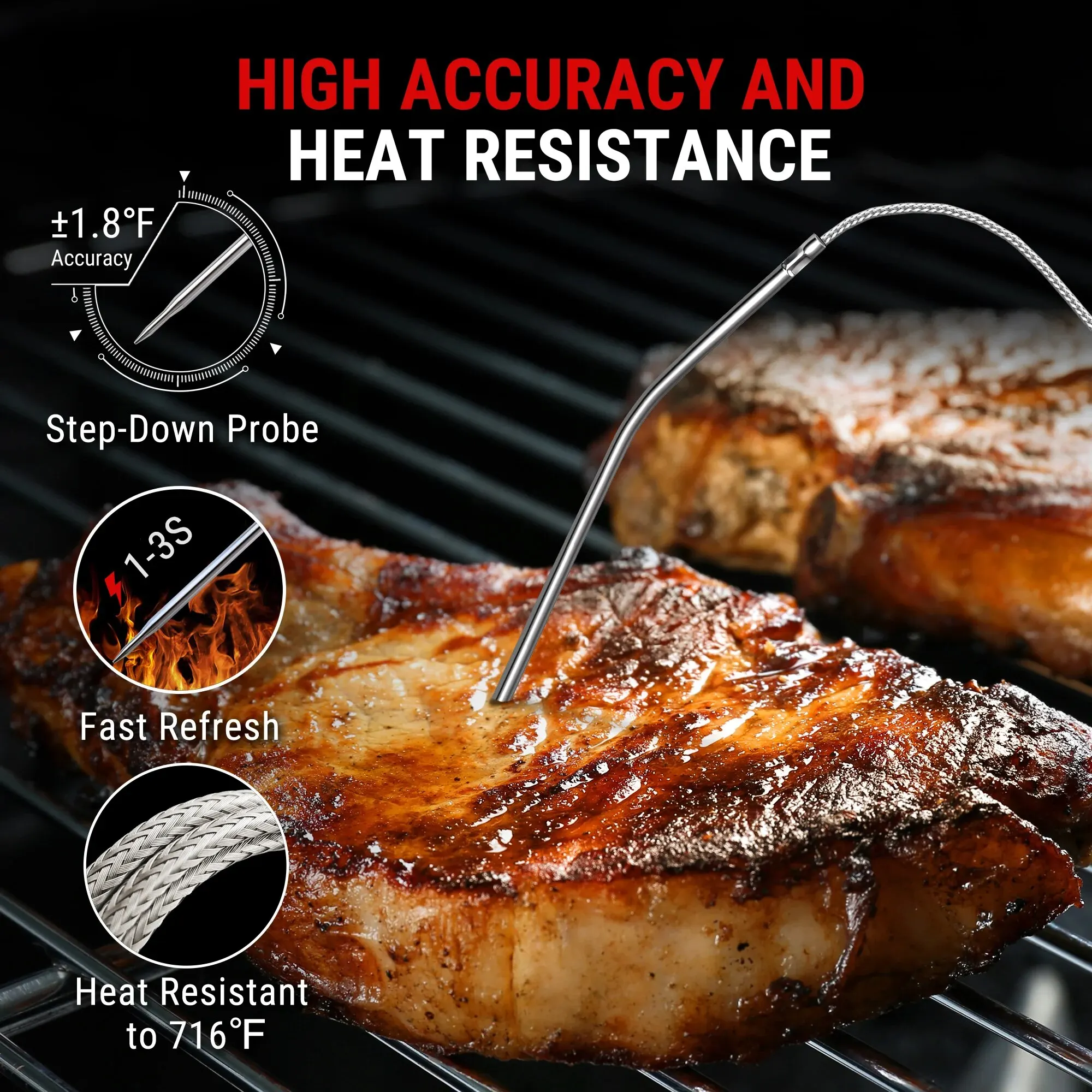 ThermoPro TP901 Blutooth-connected Phone App 135M Wireless Range Meat Grilling Digital Thermometer for Kitchen Oven BBQ Cooking,digital thermometer,food thermometer,bbq thermometer