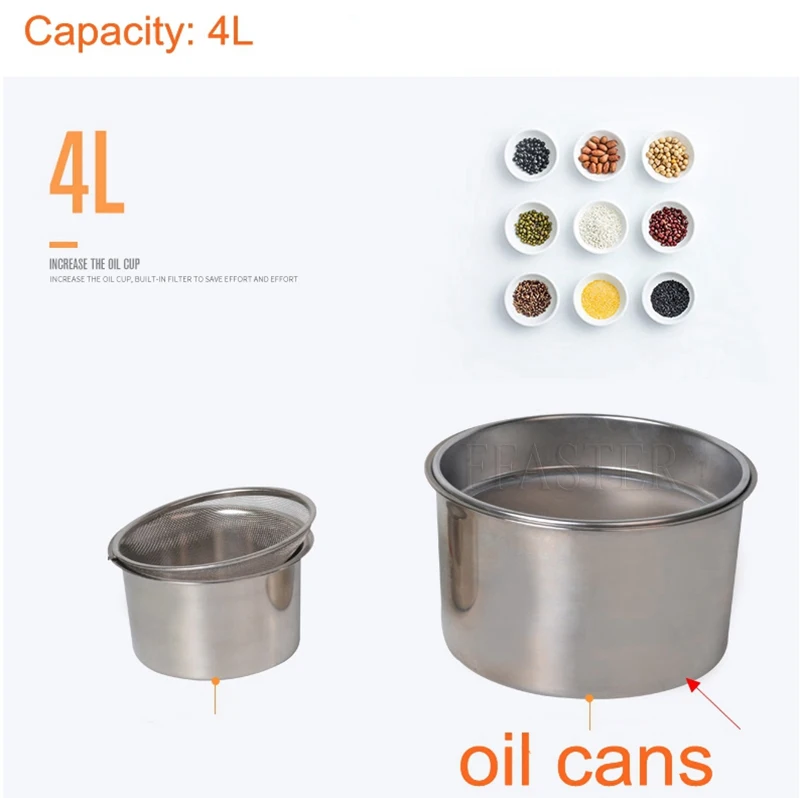 Automatic Oil Extractor Intelligent Temperature Controlled Stainless Steel Oil Press Machine For Cold/Hot Squeeze Heating 3