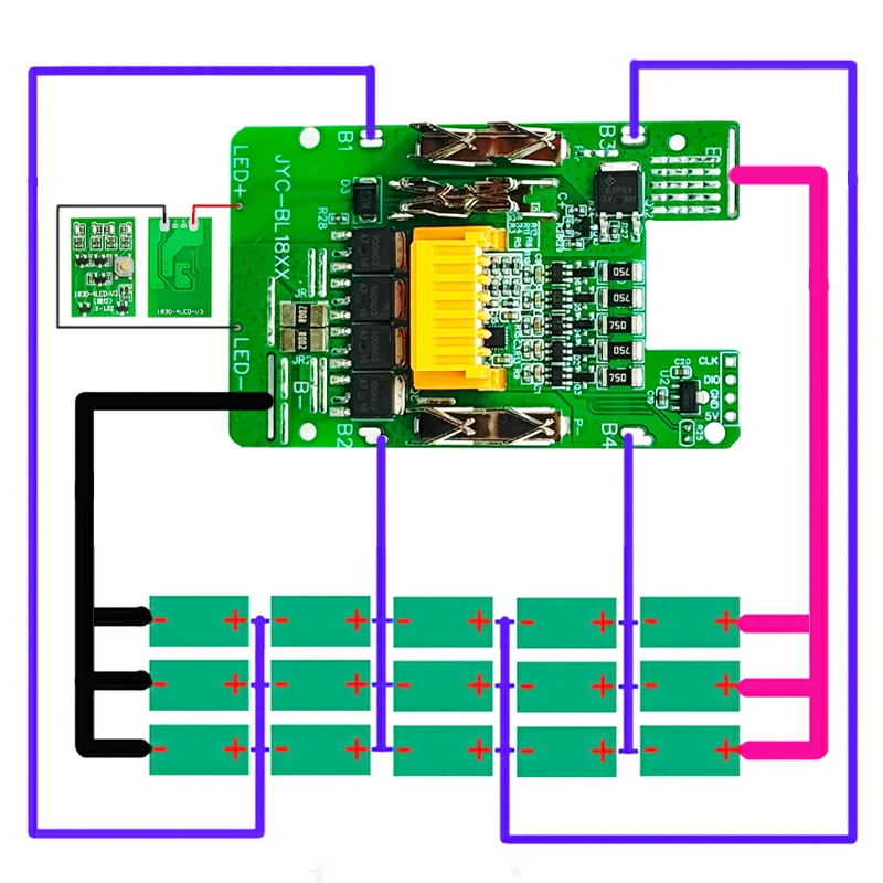 마키타 18V 리튬이온 배터리 케이스 BL1830 BMS PCBA 밸런스 충전 보호 회로 기판 전력 디스플레이 키 BL1860