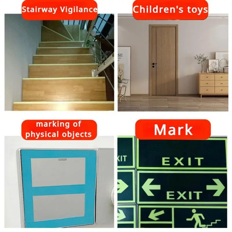 1 Roll Fluorescent Stickers Tape Green Luminous Tape Staircase Fire Warning Glow in the Dark Anti-collision Night Light Strip