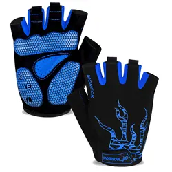 Enhanced Breathable Non-Slip Cycling Gloves with 5MM Padding - M (Blue)
