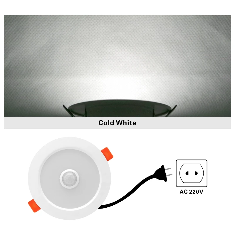 2pcs/lot Led PIR Motion Sensor Downlight 5W 7W 9W 220V Ceiling Light 2.5/3/4 inch Round Led Panel Down Light Spotlight Lighting