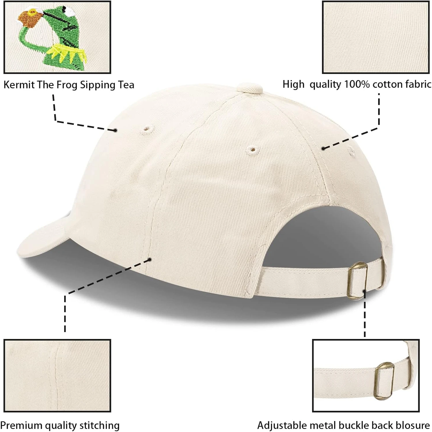 Upgrade your closet with a chic, elegant, and fashionable Embroidered Kermit The Frog Classic Baseball Dad Trucker Hat-Providi