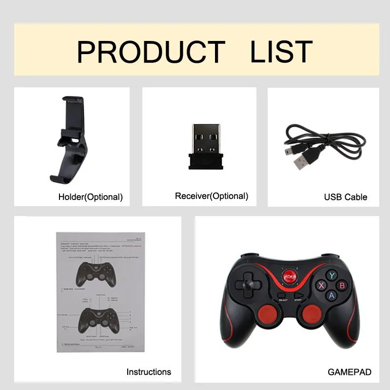 Wireless Joystick Support Bluetooth 3.0 T3/X3 Gamepad For PS3 Gaming Controller Control for Tablet PC Android Phone With Holder