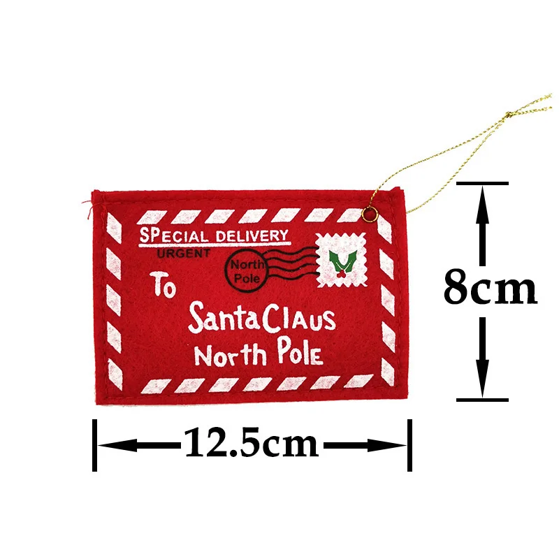 1 piece of 12.5cm * 8cm red non-woven envelope letter storage bag, New Year's holiday Christmas tree pendant to celebrate wishes