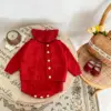 New autumn clothing for babies aged 0-3, trendy baby boy and girl knitted ball jumpsuit 2