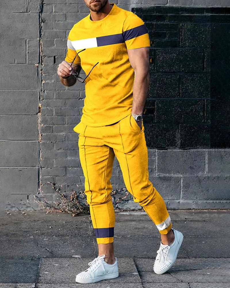 Summer Sportwear Suit Short Sleeve T Shirt Long Pants Men 2 Piece Sets Men Tracksuit 3D Printed Casual Trend Oversized Clothes