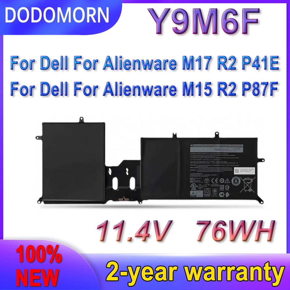 

DODOMORN Новый Y9M6F Аккумулятор для Dell M15 M17 R2 P41E P87F ALW15M C7XD9 R4958W
