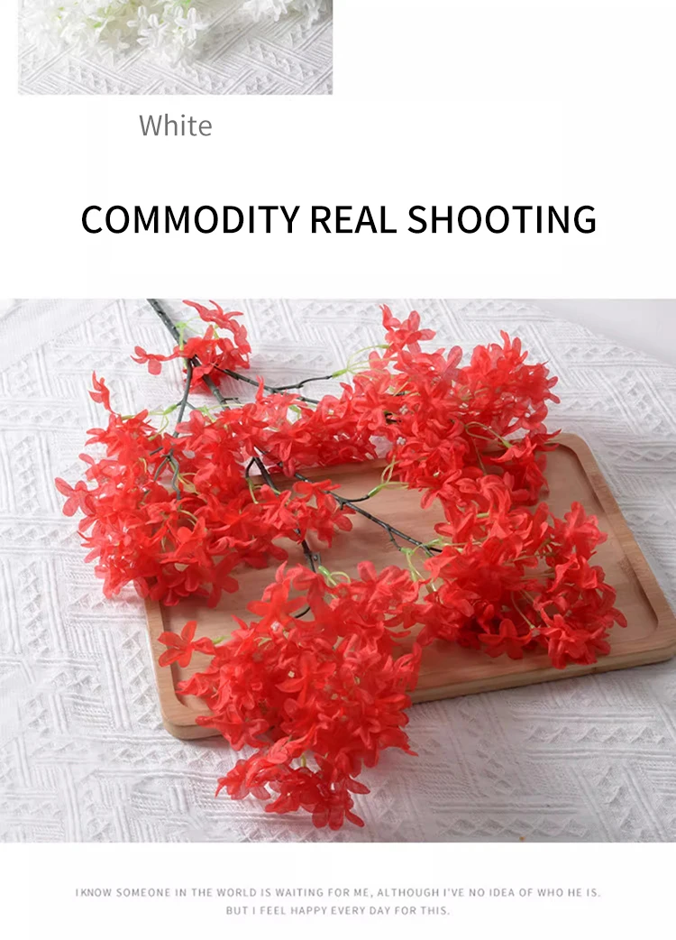 Description Picture 5 of itemArtificial Lilac Silk Cloth Home Hotel Ceiling Wedding Road Flower Arch Decoration Cross Long Branches Cherry Blossom