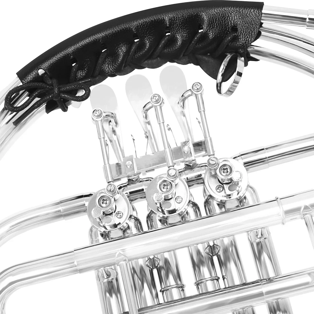 M MBAT Bb Horn 3 Keys Silver Brass Double Row Horn Nickel Silver Plated Rustproof Concerts With Case Brass Instrument