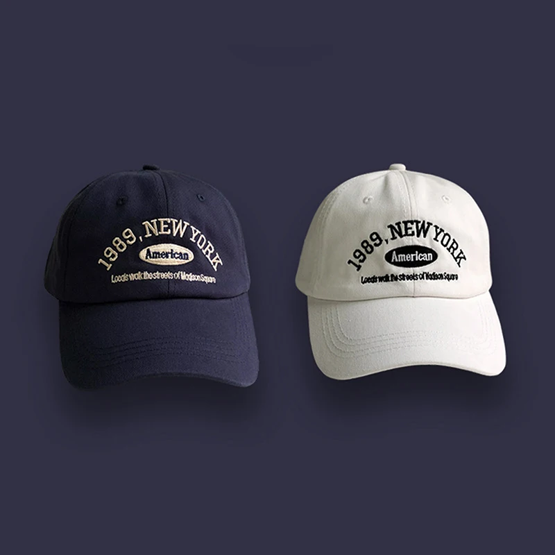 1989 American Retro Men's And Women's Baseball Caps Street Lettered Embroidery Retro Flat Caps Solid Black And White Hip Hop baseball caps,baseball cap