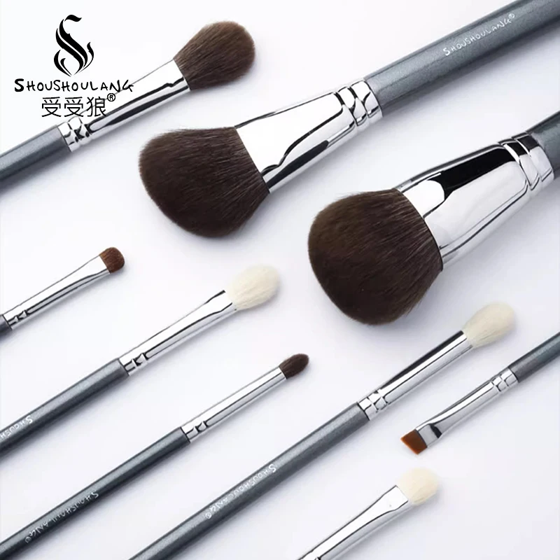 Shoushoulang Professional Handmade Make Up Brushes Set 9pcs Face Powder Eye Shadow Brush Saikoho Goat Hair Makeup Brushes Kit 5
