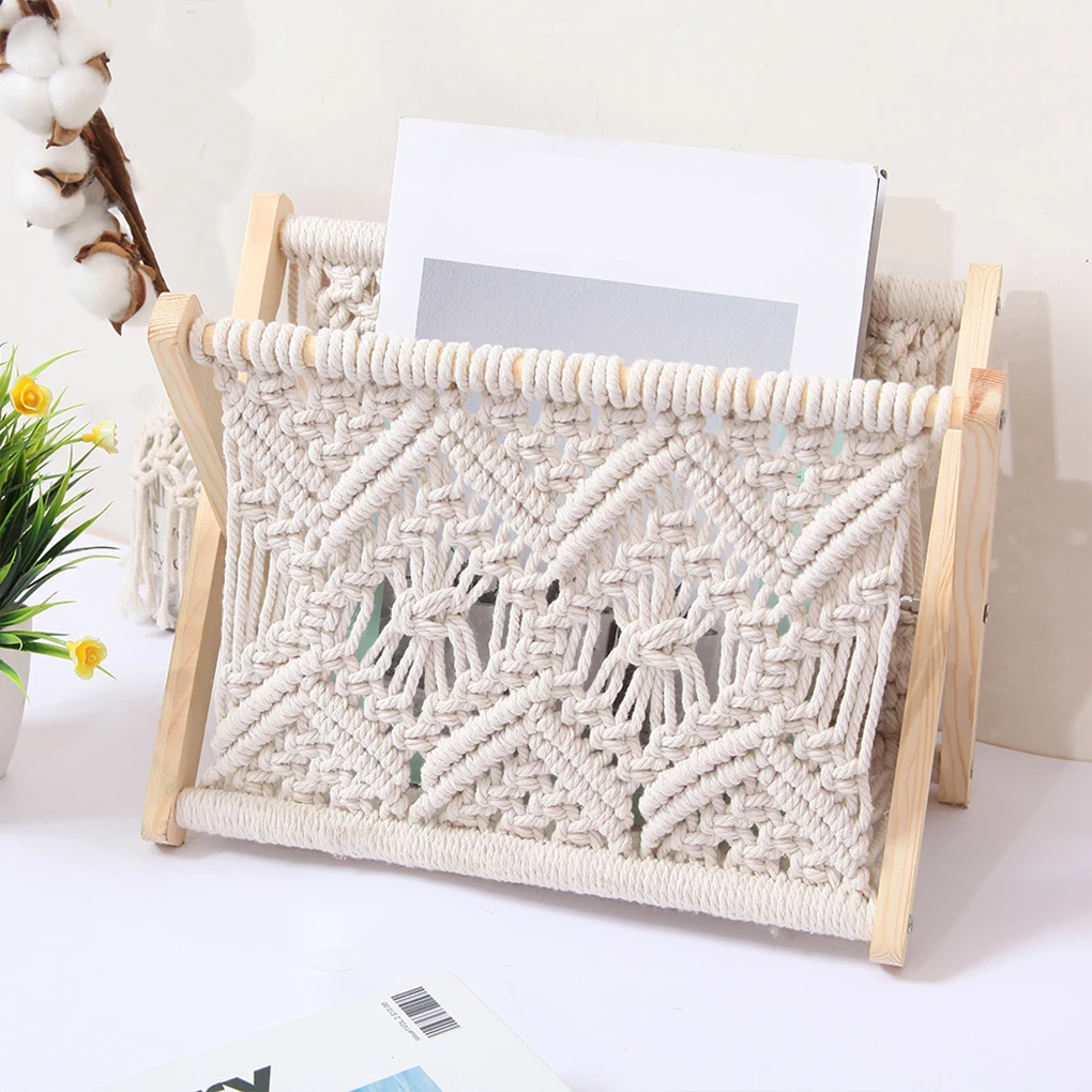 

Magazine Rack Books Newspapers Cotton Rope Holder Home Hotel Living Room Bedroom Office Nursery Decoration Floor Basket