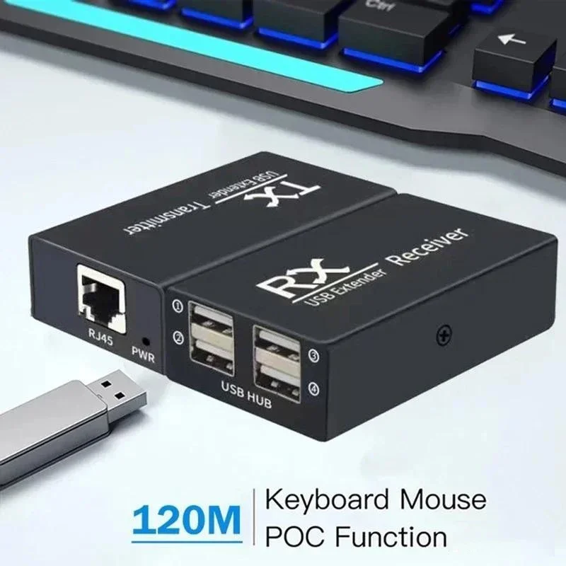 4 Ports USB 2.0 Extender Over Rj45 CAT6 Cable 120M 4 USB Hub Adapter for Laptop