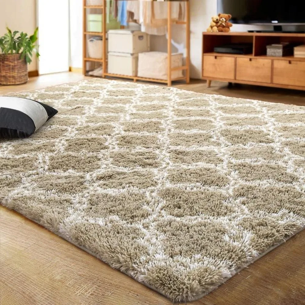 

Soft Geometric Area Rugs for Bedroom Living Room Shaggy Patterned Fluffy Carpets Table Decoration and Accessories Decor Rug