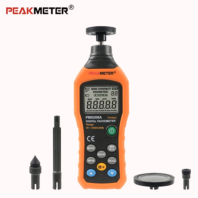 

PEAKMETER PM6208A High pressional Contact Digital Tachometer Rpm Speed Meter 50~19999RPM Gauge Speed Measuring Instruments Tools