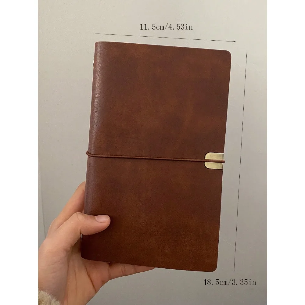 מחברת עור וינטאג' - יומן קראפט עם רצועה, כיסוי רך ופשוט, פנקס יומן מתהפך