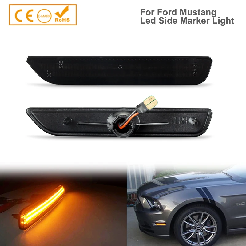 

2Pcs 90SMD Smoke Lens White & Amber Led Front Bumper Side Marker Light Turn Signal Lamp for 2010-2014 Ford Mustang AR3Z15A201A/B