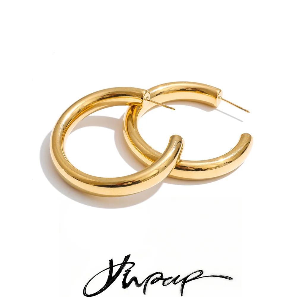 Yhpup 40mm Anti-allergy Stainless Steel Hoop Earrings
