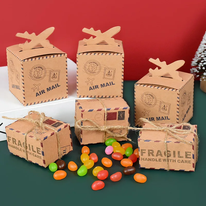 10P Mini Suitcase Candy Boxes with Rope Travel Theme Stamp Decor Kraft Paper Drawable B... - SKU MSCB1140 - UGI Packaging