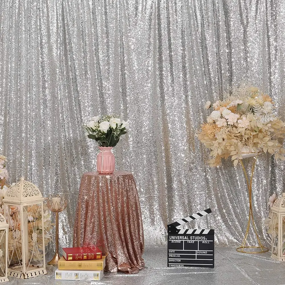 

Sequin Backdrop Curtain Background for Wedding Party 20FT x 10FT Silver