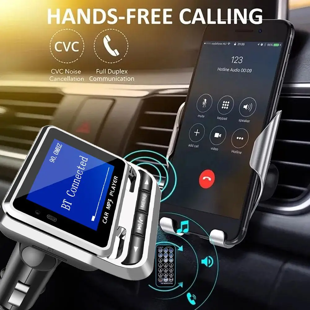 

Car FM Transmitter Bluetooth MP3 Music Player 1.4 Inch Call Adapter Handsfree LCD FM zender Screen Fast Charging Modulator T4O8