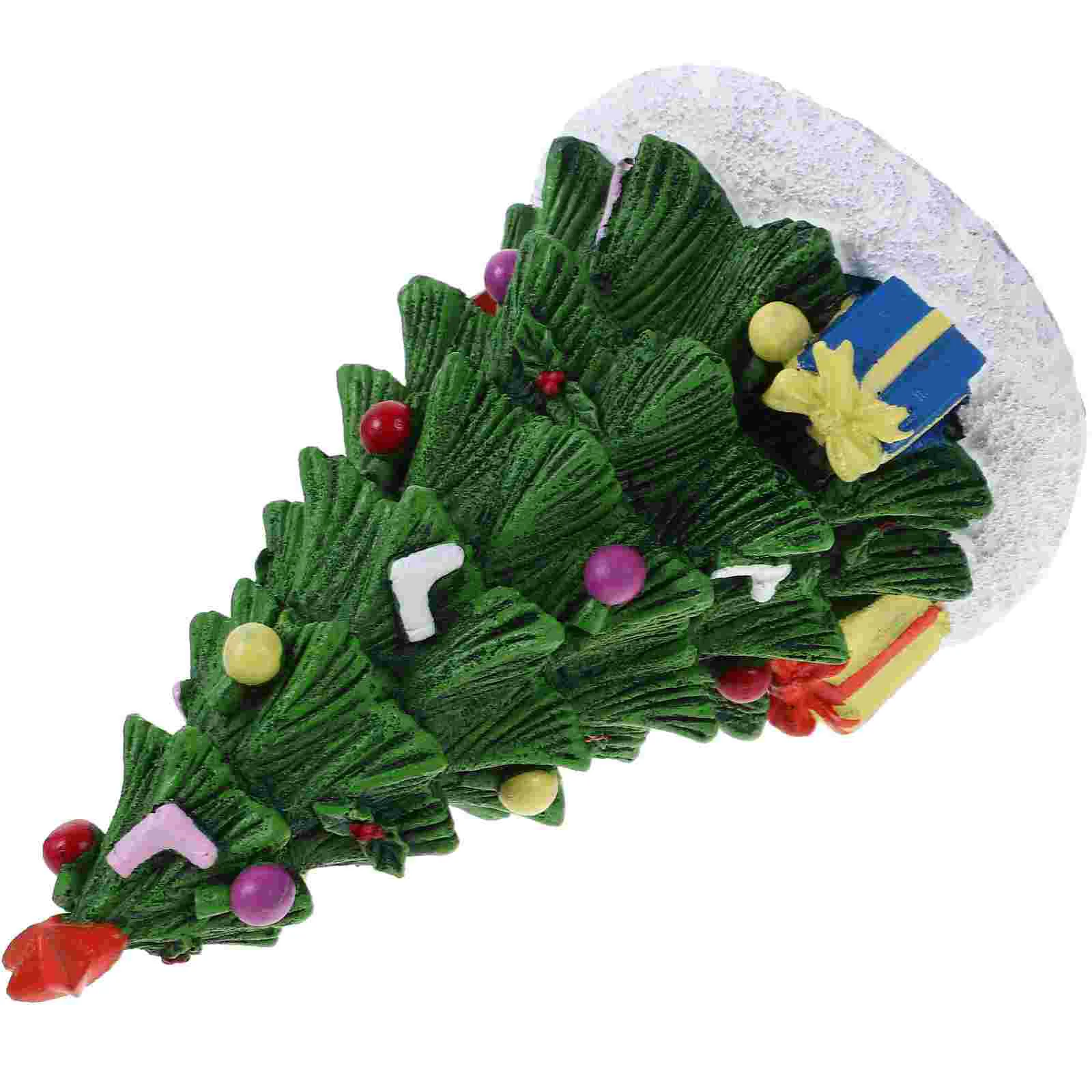 Fish Tank Christmas Decoration Decorative Aquarium Plant Top Hat Home Tree Desktop Resin Small Fake