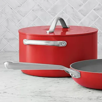 11-Piece Modern Ceramic Cookware Set in Red 23x15x11 2