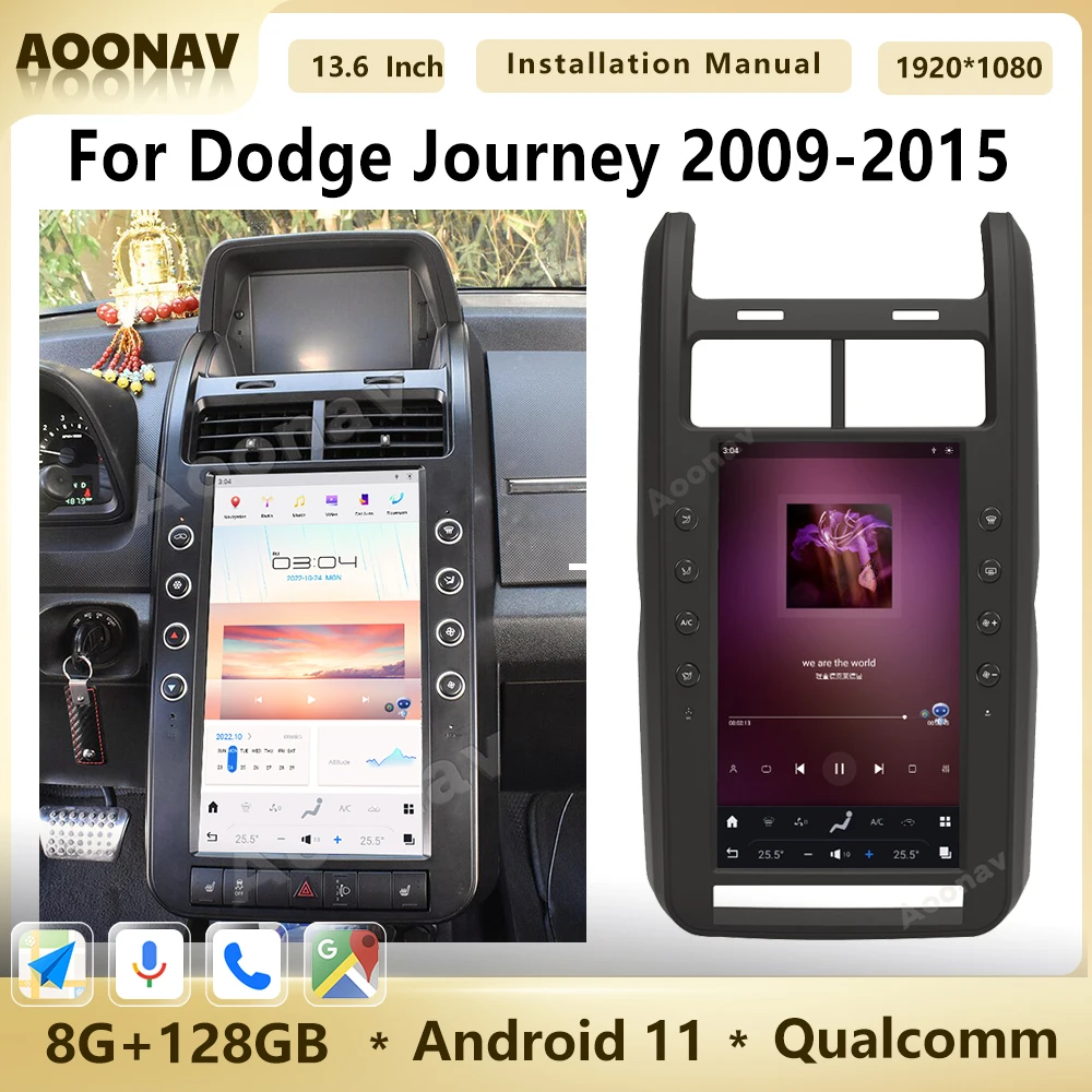 

Car Radio Android 11 For Dodge Journey 2009-2015 13.6 Inch Auto Multimedia Player Tesla Style GPS Navigation 4G Carplay Unit